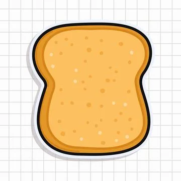 Cute funny Toast piece of bread sticker. Vector hand drawn cartoon kawaii c.. Illustrazione stock