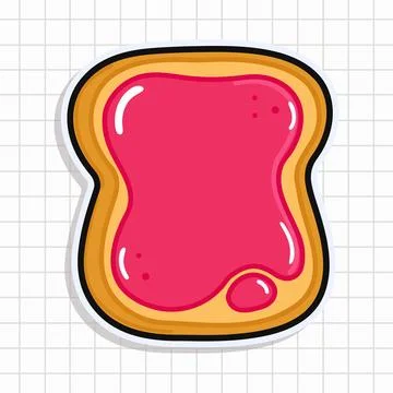 Cute funny Toast piece of bread with jam sticker. Vector hand drawn cartoon k Stock Illustration