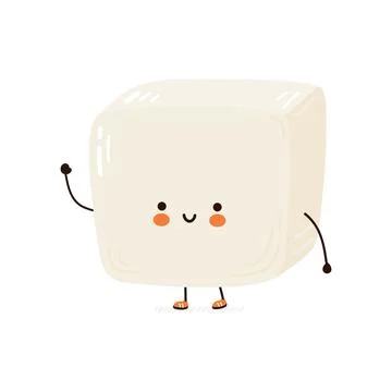 Cute funny Tofu character. Vector hand drawn cartoon kawaii character Stock Illustration