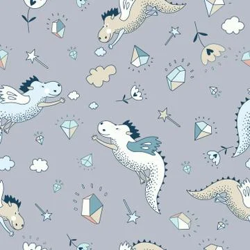 Cute  funny vector  seamless pattern.  hand drawn doodle des Stock Illustration