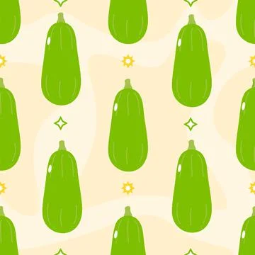 Cute funny vegetable marrow concept seamless pattern. Vector hand drawn carto Stock Illustration