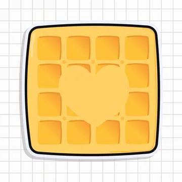 Cute funny Waffles sticker. Vector hand drawn cartoon kawaii character illu.. Stock Illustration