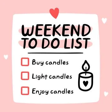Cute funny weekend to do list, checklist. Vector hand drawn cartoon kawaii Stock Illustration