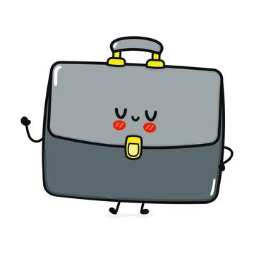 Cute funny work bag character. Vector hand drawn cartoon kawaii character ill Stock Illustration