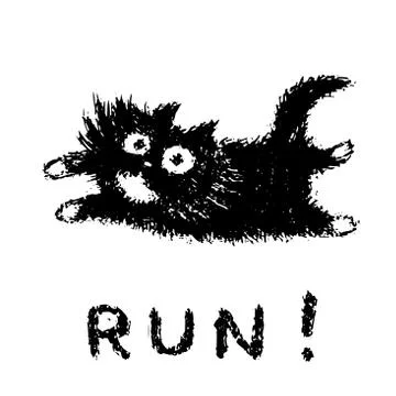 Cute fur running cat. Stock Illustration
