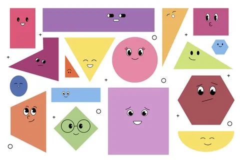 Cute geometric faces Isolated polygon face Stock Illustration