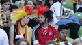 Cute German Supporters Portrait Young Adults Painted Faces Smiling Having Fun HD Footage