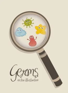 Cute germs over beige background. vector illustration Stock Illustration