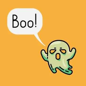 Cute ghost and speech bubble with text Boo Stock Illustration