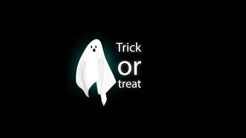 A cute ghost appears and the words Trick or Treat appear next to it, perfec.. Stock Footage 318465856