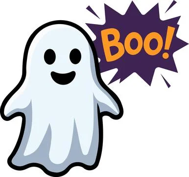 Cute Ghost Boo Bubble Halloween Icon Stock Illustration