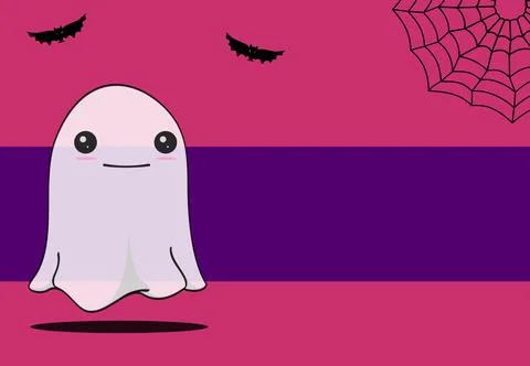 Cute ghost cartoon background Stock Illustration