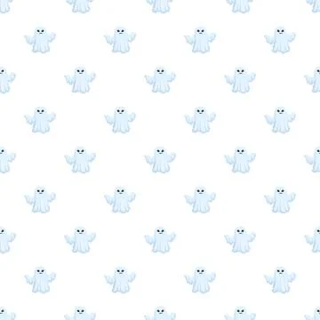 Cute ghost cartoon pattern repeating for halloween design Stock Illustration
