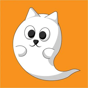 Cute Ghost Cat. Draw illustration in color Stock Illustration