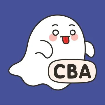 Cute Ghost CBA Emote Vector with Funny Expression on Blue Background Stock Illustration