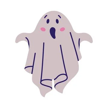 Cute Ghost Character as Flying Poltergeist Creature Vector Illustration Stock Illustration