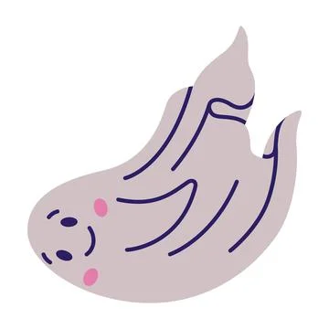 Cute Ghost Character as Flying Poltergeist Creature Vector Illustration Stock Illustration