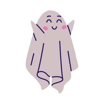 Cute Ghost Character Smiling as Flying Poltergeist Creature Vector Illustration Stock Illustration