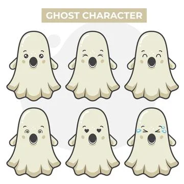 Cute Ghost Characters Set Stock Illustration