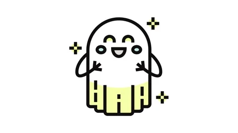 Cute ghost color icon animation Stock Footage 326101357
