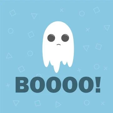 Cute ghost, flat design halloween banner, vector illustration Illustrazione stock