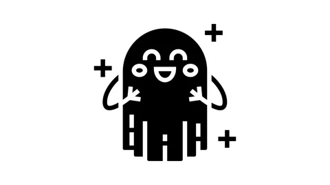 Cute ghost glyph icon animation Stock Footage 326159236