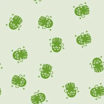 Cute ghost glyph seamless pattern Stock Illustration
