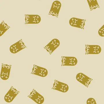 Cute ghost glyph vector seamless pattern 스톡 일러스트