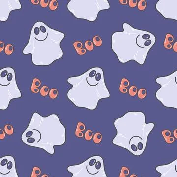 Cute ghost Halloween seamless pattern Illustrazione stock