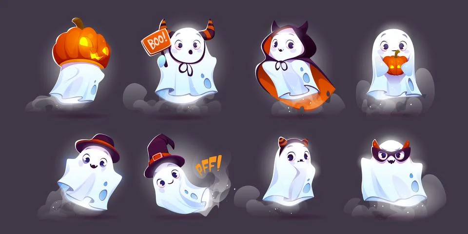 Cute ghost halloween vector character illustration Illustrazione stock