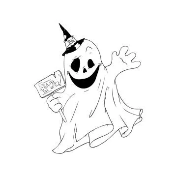 Cute ghost for Halloween. Vector illustration. Stock Illustration