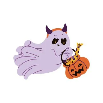 Cute ghost halloween vector illustration 库存插图
