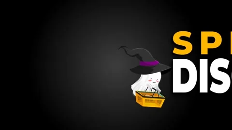 Cute ghost hold a basket with text of special discount animation Stock Footage 246063177