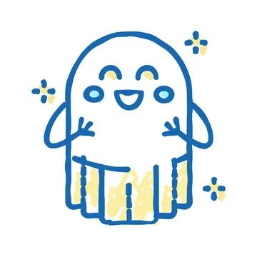 Cute ghost icon doodle illustration Stock Illustration