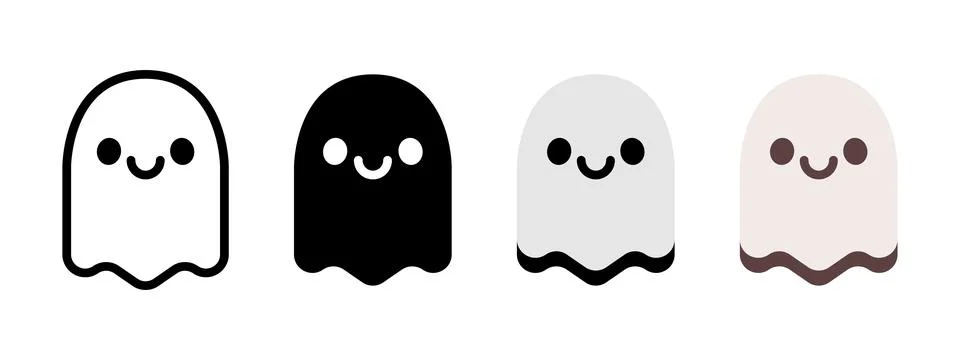 Cute ghost icon. Smiling ghost vector illustration. Phantom spirit Hallowee.. Stock Illustration