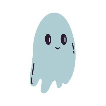 Cute Ghost Illustration. Hand Drawn Doodle Vector. Stock Illustration