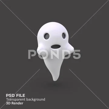 Cute ghost isolated 3d render icon illustration PSD-sjabloon