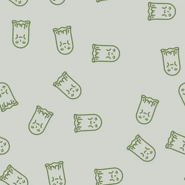 Cute ghost line vector seamless pattern 스톡 일러스트