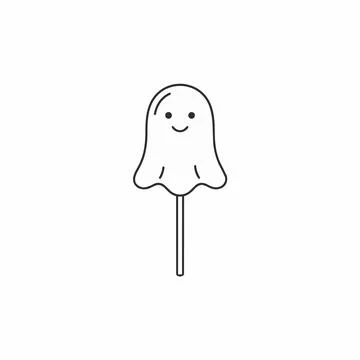Cute ghost lollipop Halloween candy illustration Silhouette Illustrazione stock