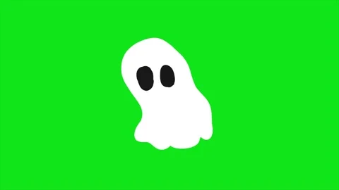 Cute ghost looping animation on green background Stock Footage 340084385