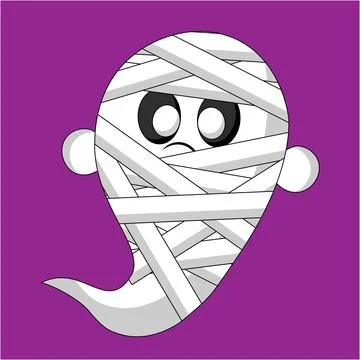 Cute Ghost Mummy. Draw illustration in color Stock Illustration