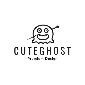 Cute ghost with needle logo design, vector graphic symbol icon illustration.. Stock Illustration