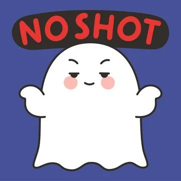 Cute Ghost No Shot Emote Vector with Confident Expression on Blue Background Stock Illustration