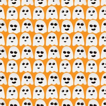 Cute ghost pattern on the orange background for textile, print 스톡 일러스트