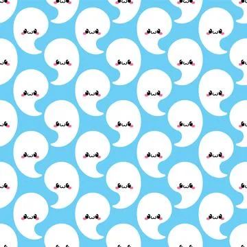 Cute ghost pattern seamless. nice little specter background. Ornament of ki.. Stock Illustration