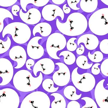 Cute ghost pattern seamless. nice little specter background. Ornament of ki.. Stock Illustration
