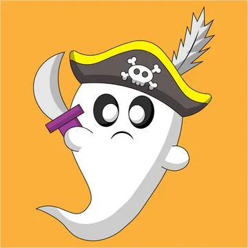 Cute Ghost Pirate. Draw illustration in color Illustrazione stock