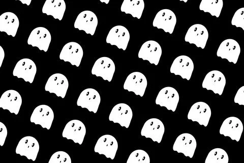 Cute ghost print for halloween on black background Stock Illustration