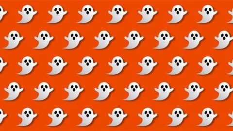 Cute ghost seamless pattern background on bright orange for Halloween celeb.. イラスト素材