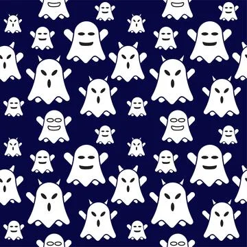 Cute ghost seamless pattern design template. Flat character vector illustra.. 스톡 일러스트